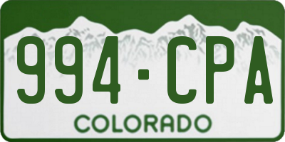 CO license plate 994CPA