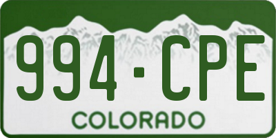CO license plate 994CPE