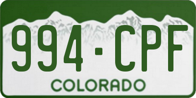 CO license plate 994CPF