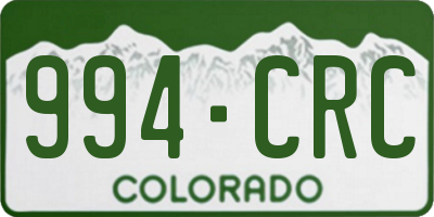 CO license plate 994CRC