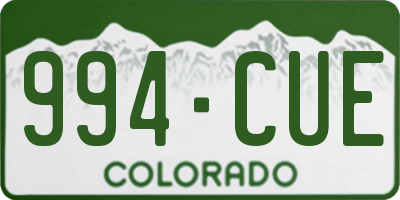 CO license plate 994CUE