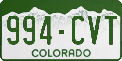 CO license plate 994CVT