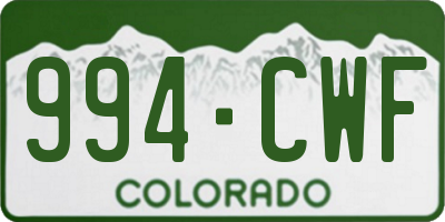 CO license plate 994CWF
