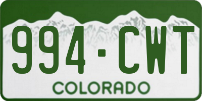 CO license plate 994CWT