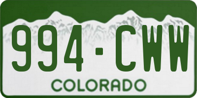 CO license plate 994CWW