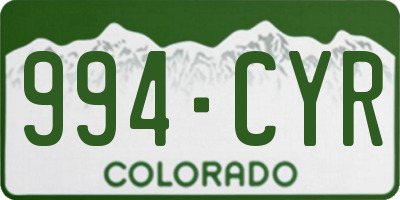 CO license plate 994CYR