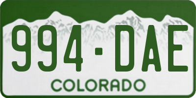 CO license plate 994DAE