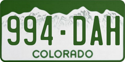 CO license plate 994DAH