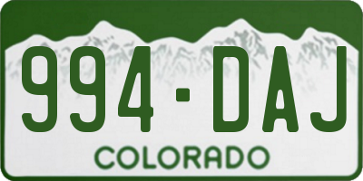 CO license plate 994DAJ