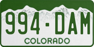 CO license plate 994DAM