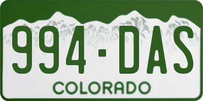 CO license plate 994DAS