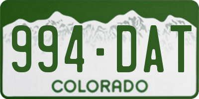 CO license plate 994DAT