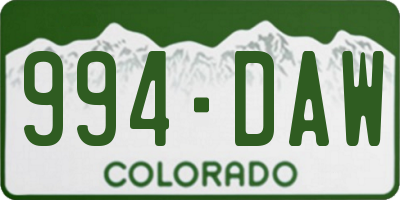 CO license plate 994DAW