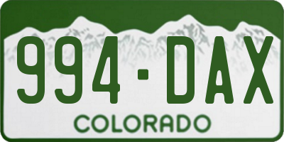 CO license plate 994DAX