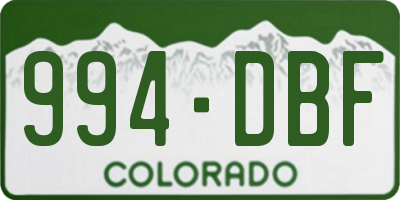CO license plate 994DBF