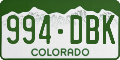 CO license plate 994DBK
