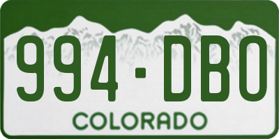 CO license plate 994DBO