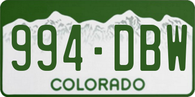 CO license plate 994DBW