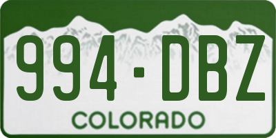 CO license plate 994DBZ