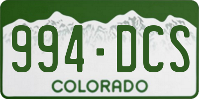CO license plate 994DCS
