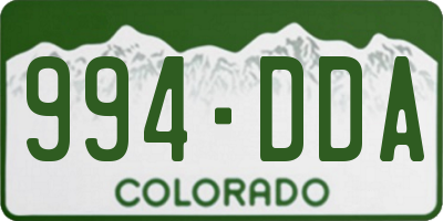 CO license plate 994DDA