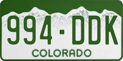 CO license plate 994DDK