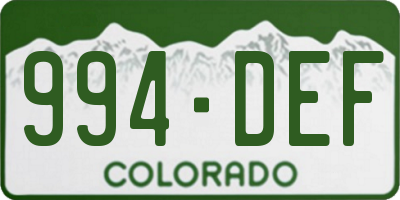CO license plate 994DEF