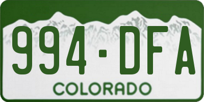 CO license plate 994DFA