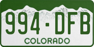 CO license plate 994DFB