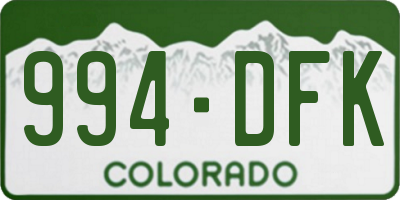 CO license plate 994DFK