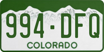 CO license plate 994DFQ