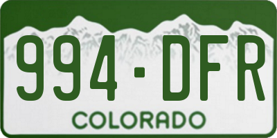 CO license plate 994DFR
