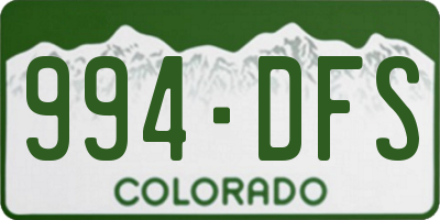 CO license plate 994DFS