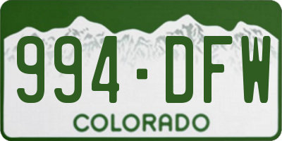 CO license plate 994DFW