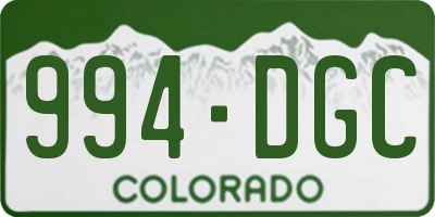 CO license plate 994DGC