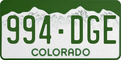 CO license plate 994DGE