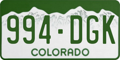 CO license plate 994DGK