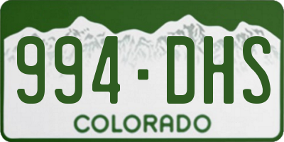 CO license plate 994DHS