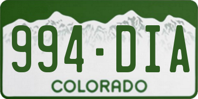 CO license plate 994DIA