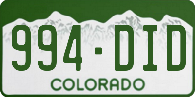 CO license plate 994DID