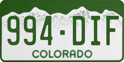 CO license plate 994DIF