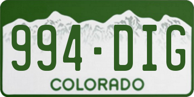CO license plate 994DIG