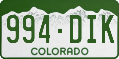 CO license plate 994DIK