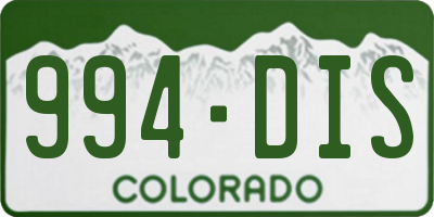 CO license plate 994DIS