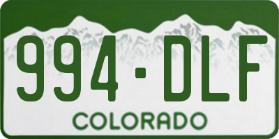 CO license plate 994DLF