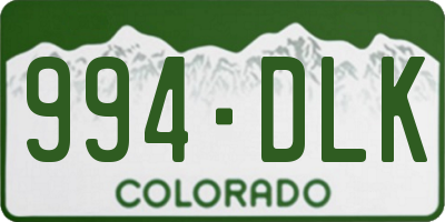 CO license plate 994DLK