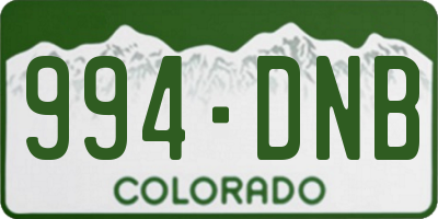 CO license plate 994DNB