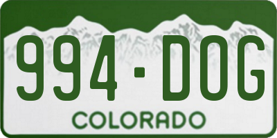 CO license plate 994DOG