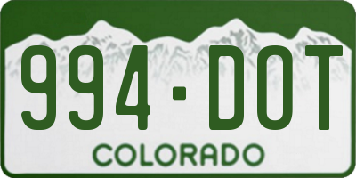 CO license plate 994DOT