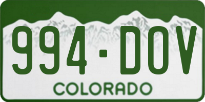 CO license plate 994DOV